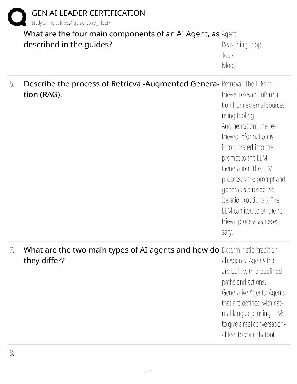Preview page 2 of Gen AI Leader Study Guide / Certification Exam Prep / Score 100% / 2025 Update