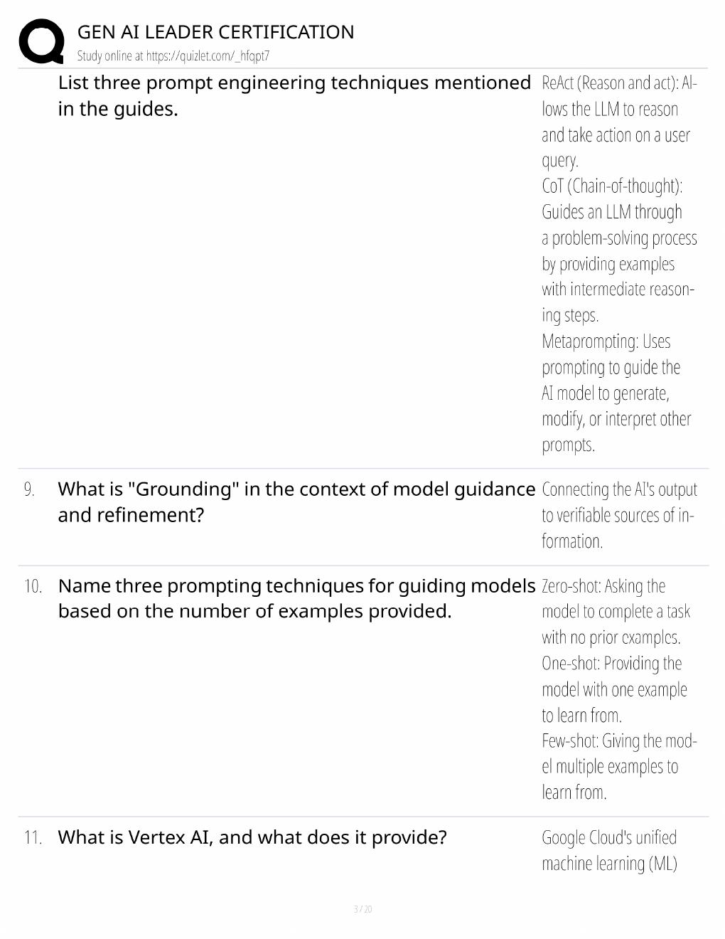 Preview page 3 of Gen AI Leader Study Guide / Certification Exam Prep / Score 100% / 2025 Update