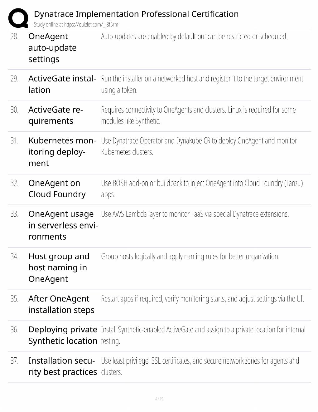 Preview page 4 of Dynatrace Implementation Study Guide / Professional Certification Exam Prep / Score 100% / 2025 Update