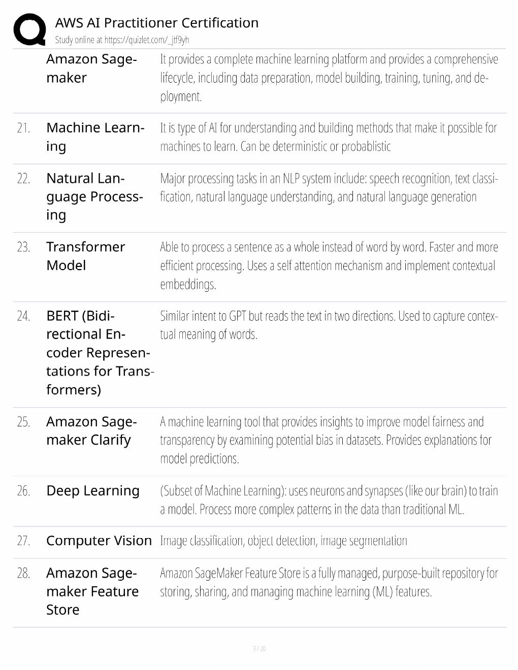 Preview page 3 of AWS AI Practitioner Study Guide / AIF-C01 Certification Exam Prep / Score 100% / 2025 Update