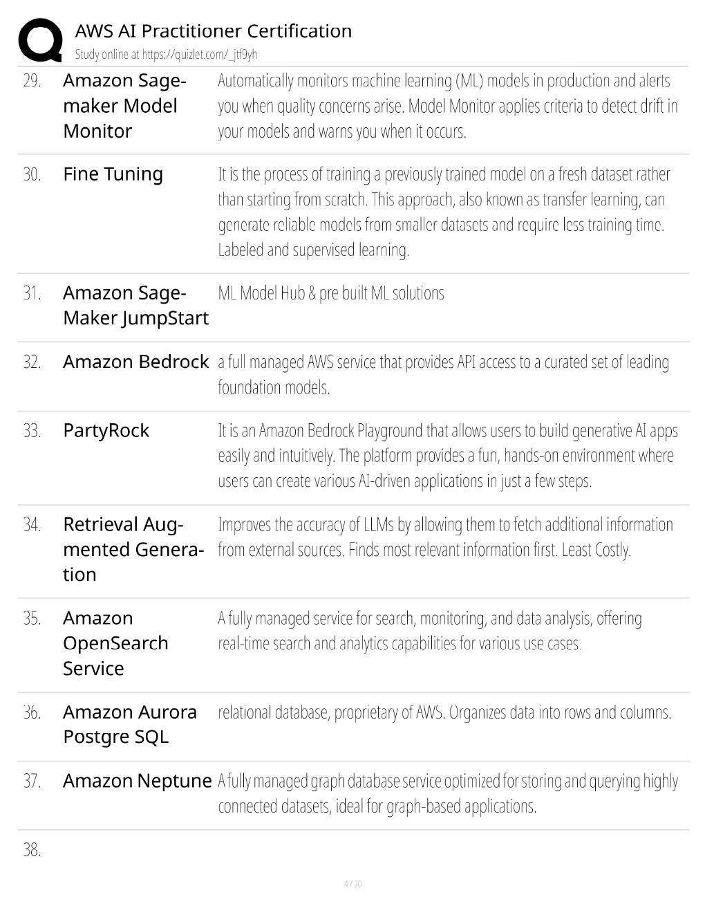 Preview page 4 of AWS AI Practitioner Study Guide / AIF-C01 Certification Exam Prep / Score 100% / 2025 Update