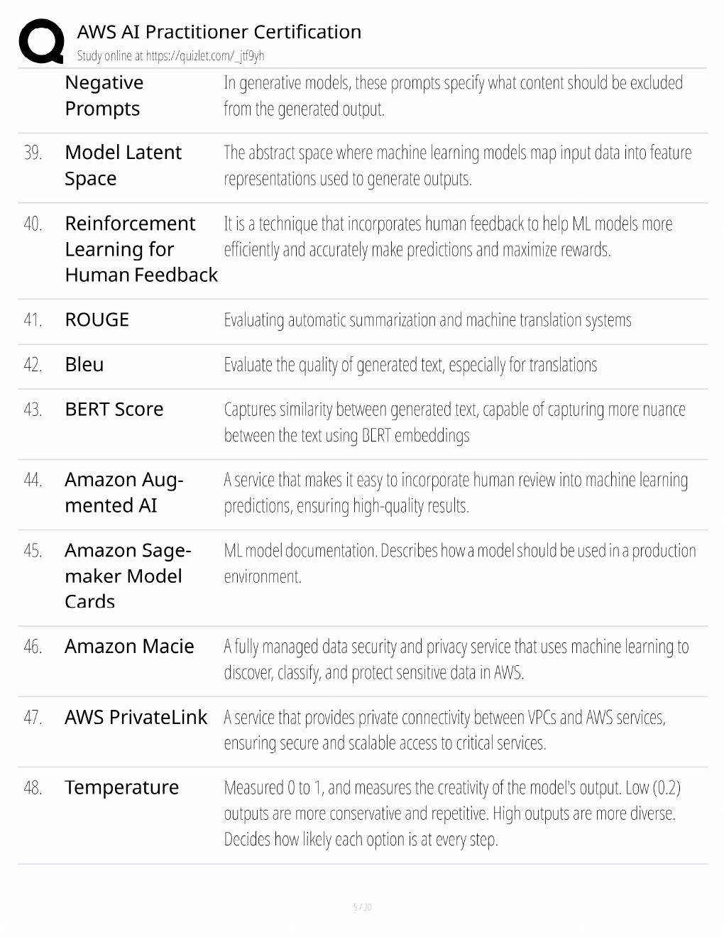 Preview page 5 of AWS AI Practitioner Study Guide / AIF-C01 Certification Exam Prep / Score 100% / 2025 Update