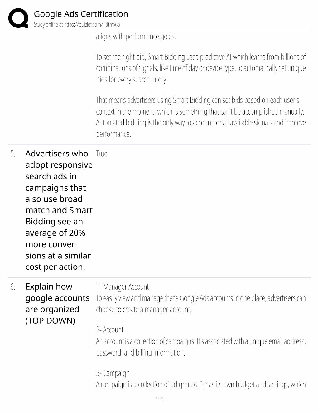 Preview page 2 of Google Ads Study Guide / Certification Exam Prep / Score 100% / 2025 Update