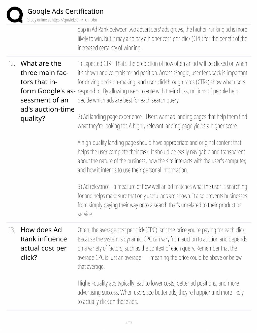 Preview page 5 of Google Ads Study Guide / Certification Exam Prep / Score 100% / 2025 Update