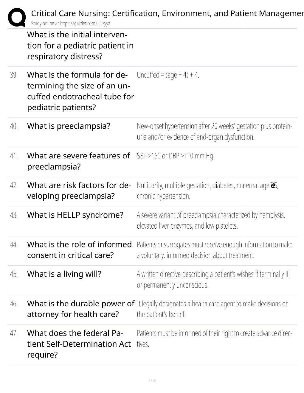 Preview page 5 of Critical Care Nursing Study Guide / Certification, Environment & Patient Management / Score 100% / 2025 Update / Exam Pr