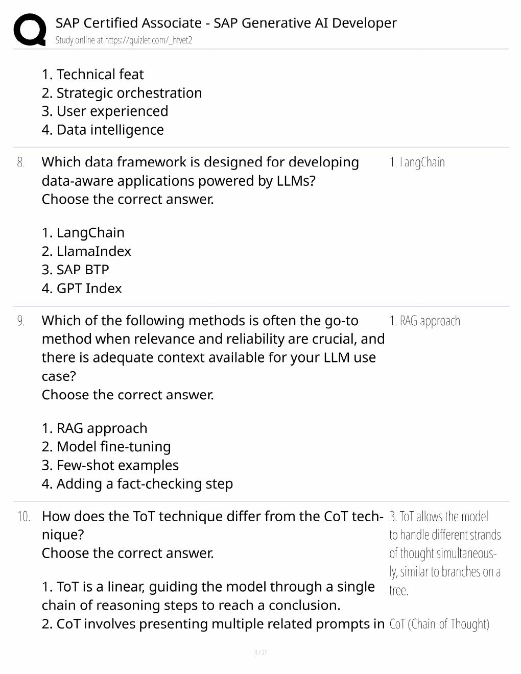 Preview page 3 of SAP Generative AI Developer Study Guide / C_AIG Certification / Score 100% / 2025 Update / Exam Prep