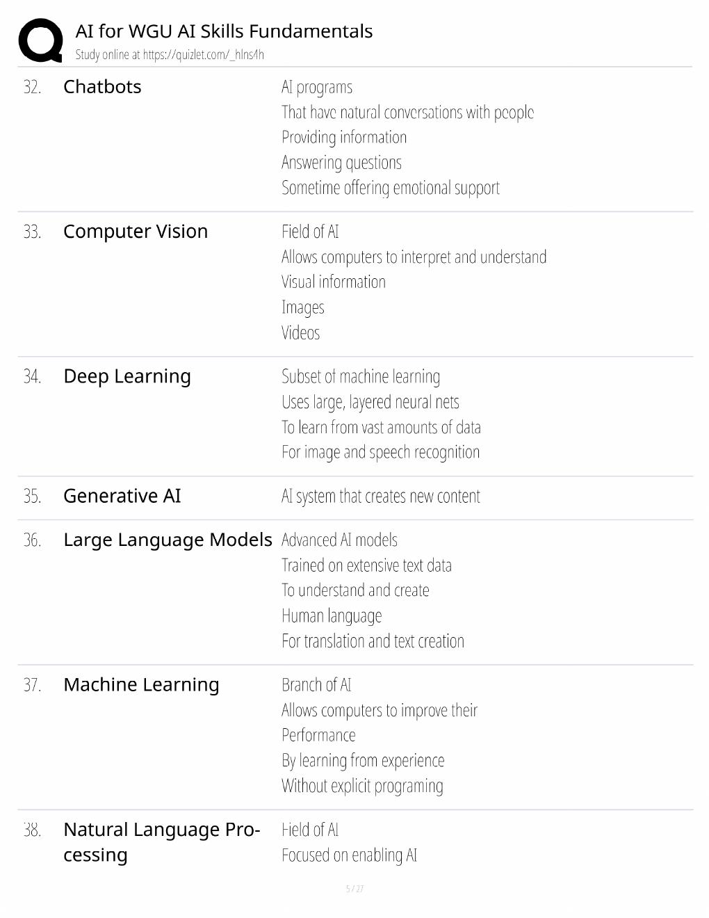 Preview page 5 of WGU AI Skills Fundamentals Study Guide / AI Certification Exam Prep / Score 100% / 2025 Update