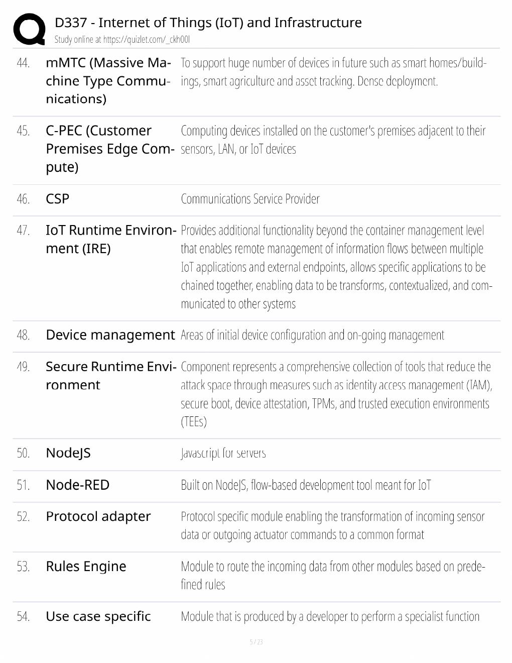 Preview page 5 of D337 IoT Study Guide / Internet of Things & Infrastructure Exam Prep / Score 100% / 2025 Update