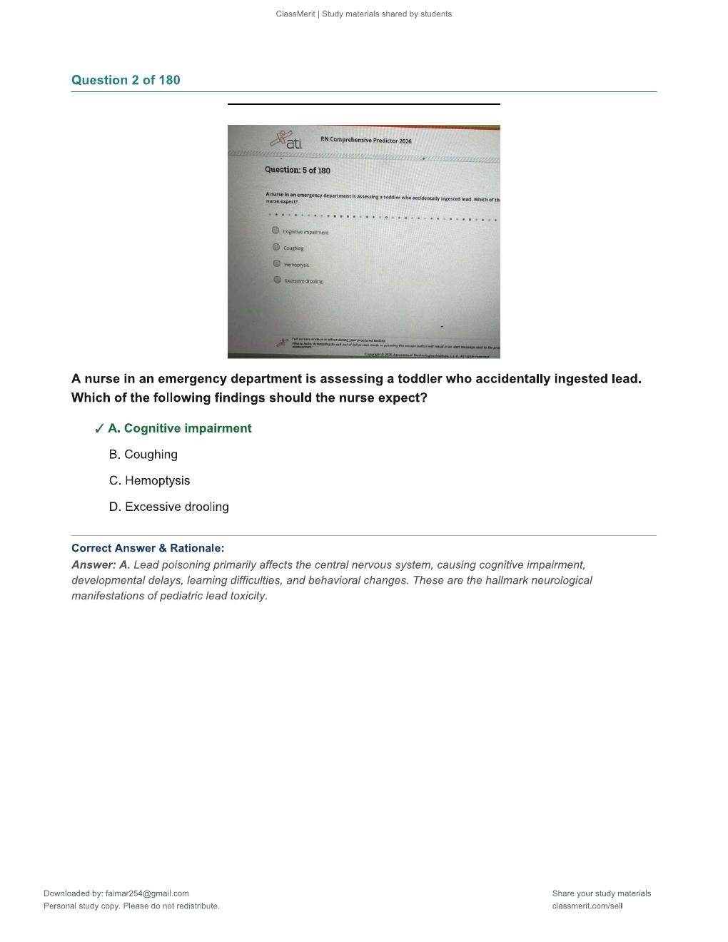Preview page 2 of RN Comprehensive Predictor 2026 – 180 Practice Questions with Verified Answers & Rationales (ATI Exit Exam Prep)