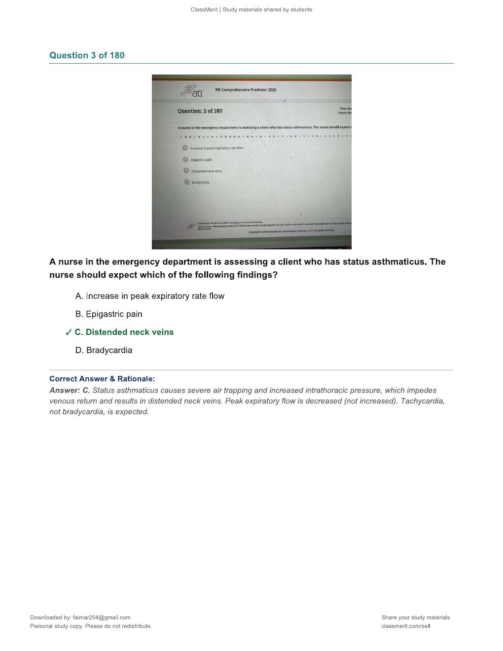 Preview page 3 of RN Comprehensive Predictor 2026 – 180 Practice Questions with Verified Answers & Rationales (ATI Exit Exam Prep)