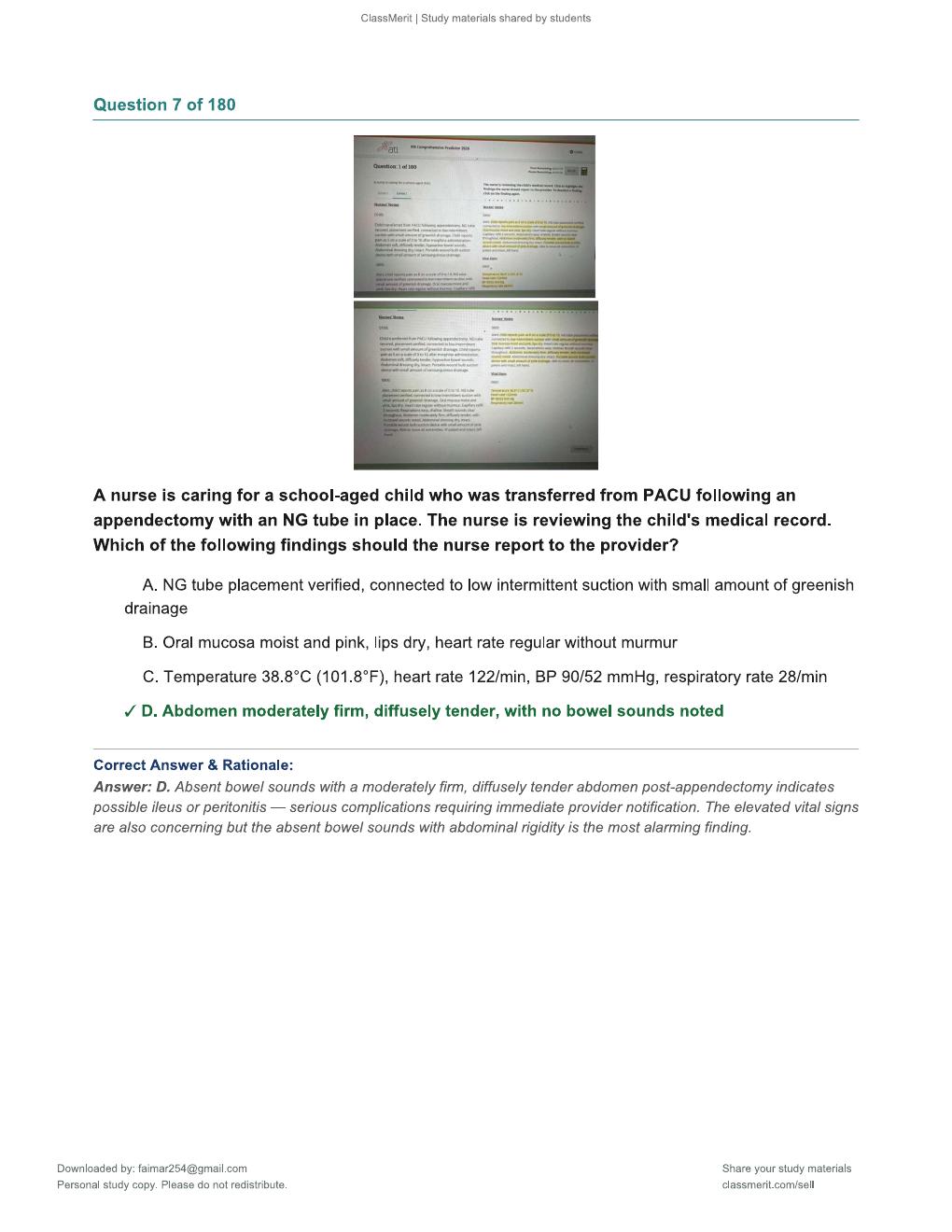 Preview page 7 of RN Comprehensive Predictor 2026 – 180 Practice Questions with Verified Answers & Rationales (ATI Exit Exam Prep)