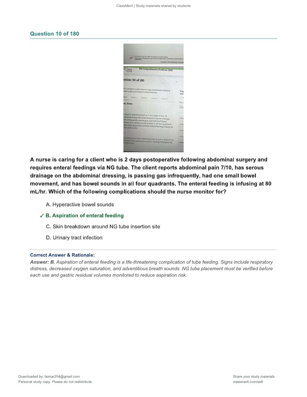 Preview page 10 of RN Comprehensive Predictor 2026 – 180 Practice Questions with Verified Answers & Rationales (ATI Exit Exam Prep)
