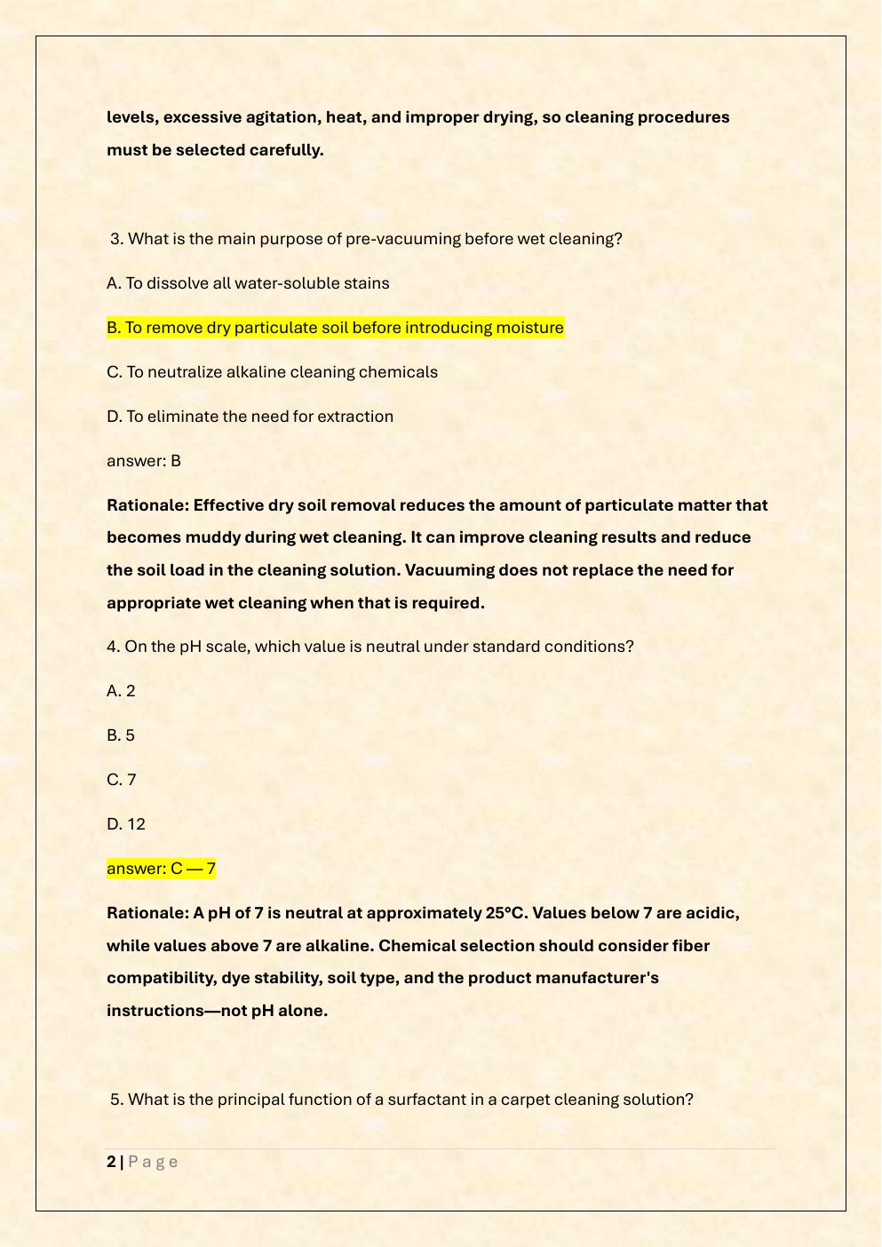 Preview page 2 of IICRC CCT Carpet Cleaning Exam Prep