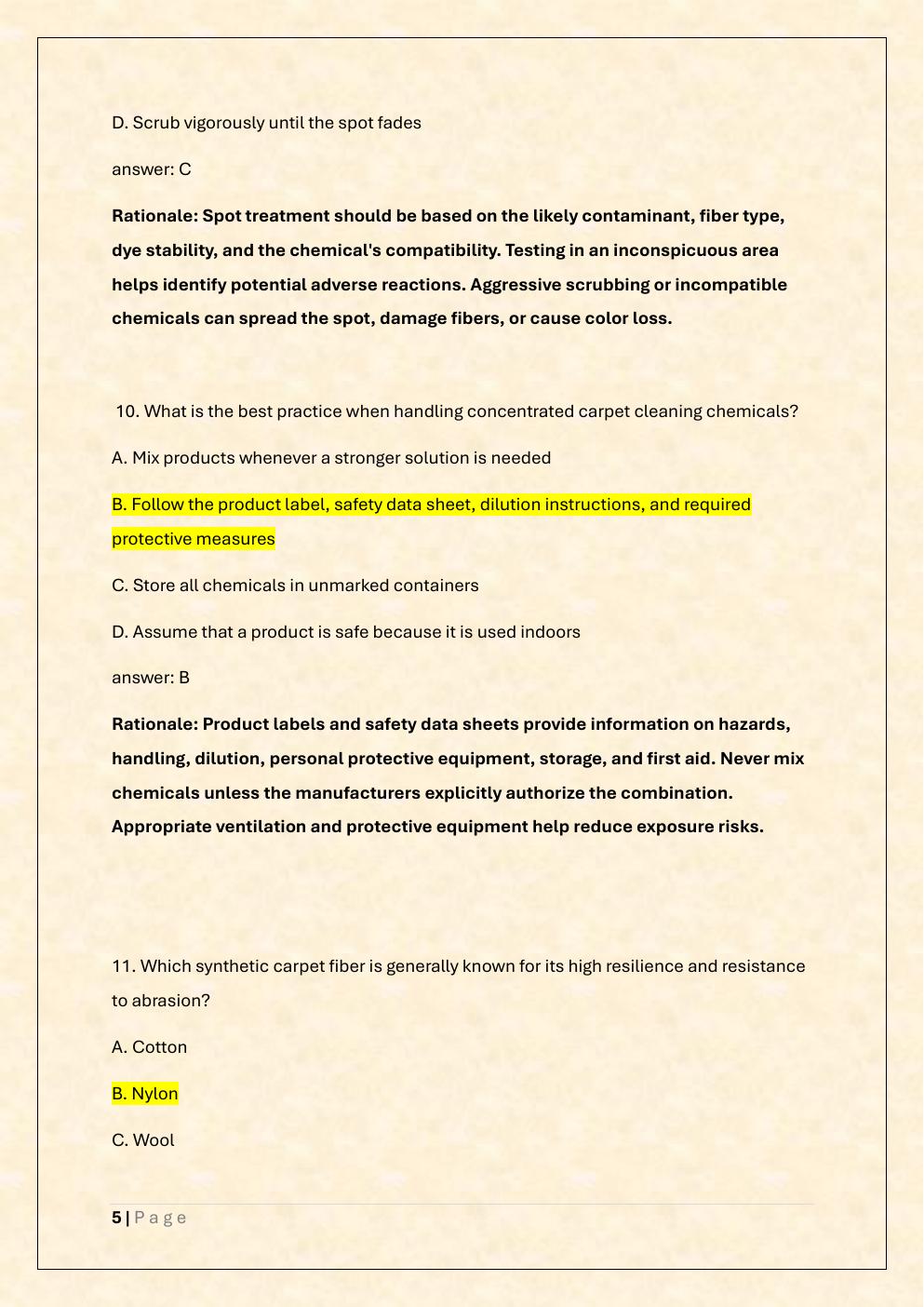 Preview page 5 of IICRC CCT Carpet Cleaning Exam Prep