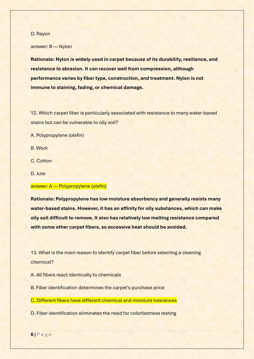 Preview page 6 of IICRC CCT Carpet Cleaning Exam Prep