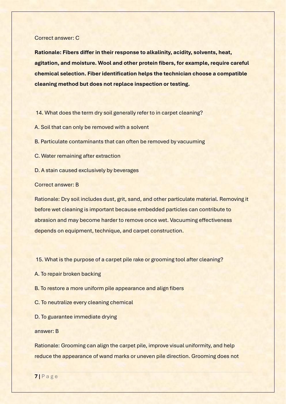 Preview page 7 of IICRC CCT Carpet Cleaning Exam Prep