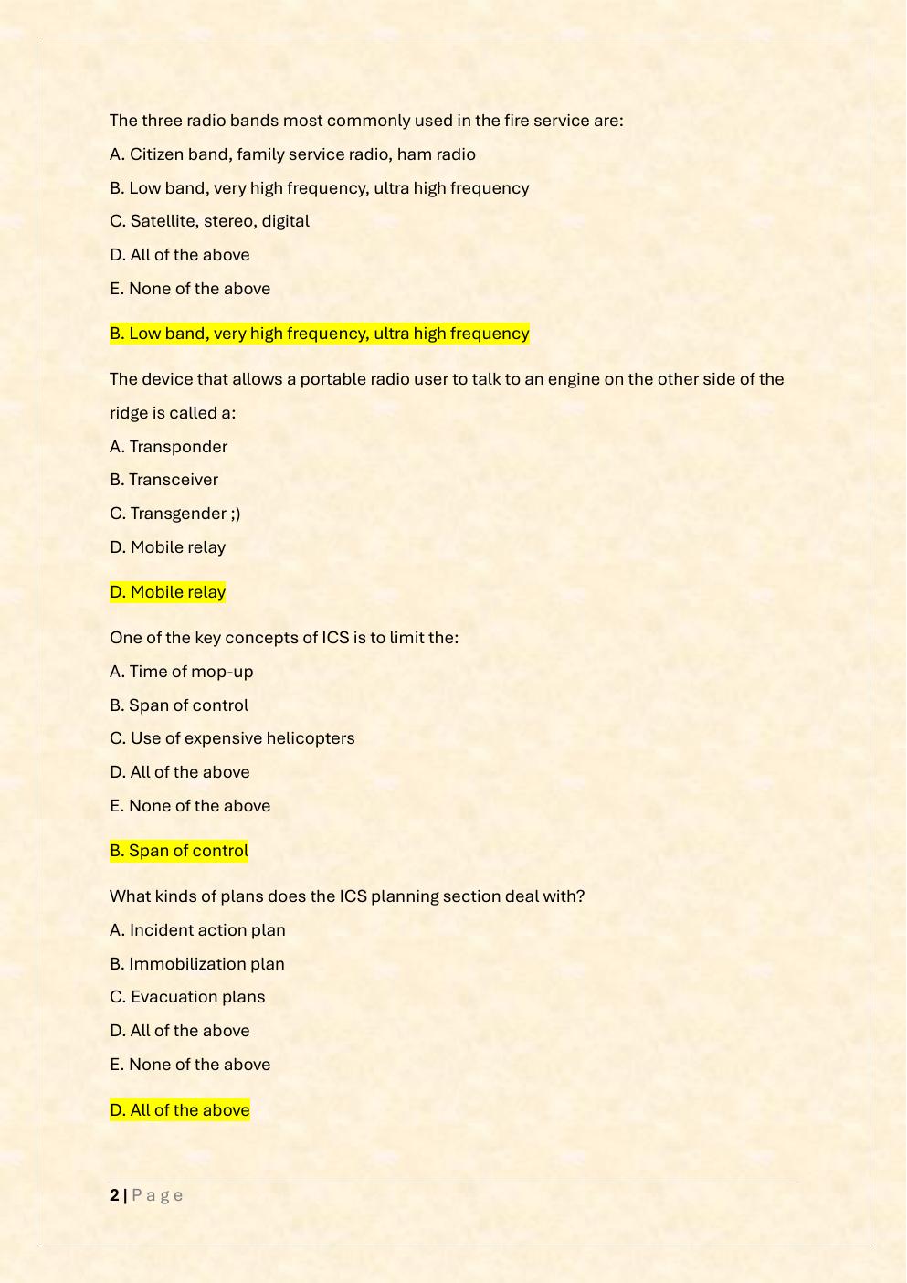 Preview page 2 of Windland Firefighter 1C (FF1C) Exam / Windland  FF1 Exam Prep