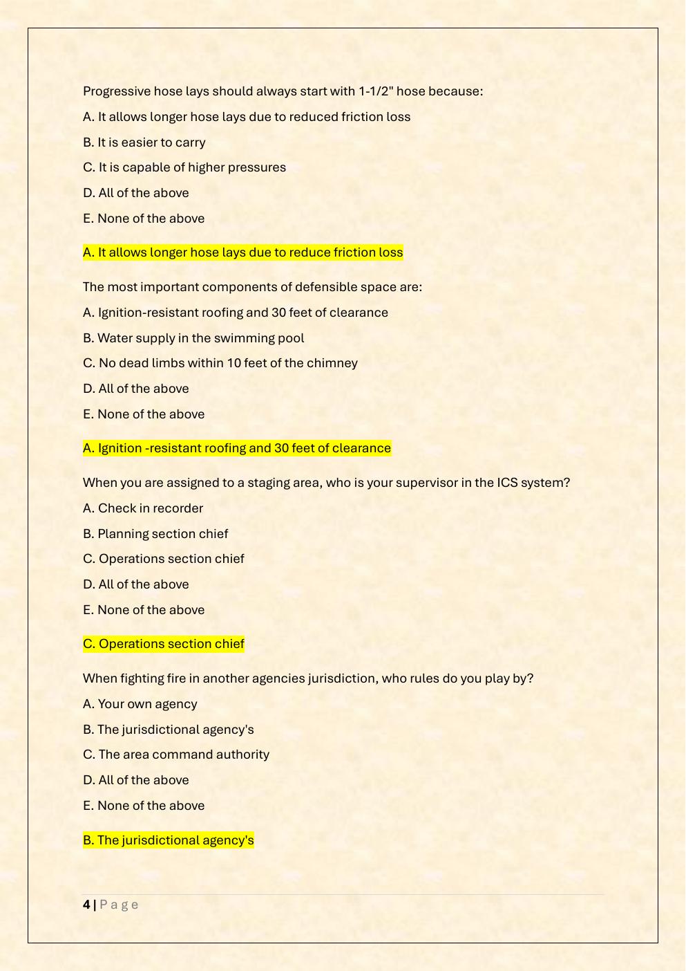Preview page 4 of Windland Firefighter 1C (FF1C) Exam / Windland  FF1 Exam Prep