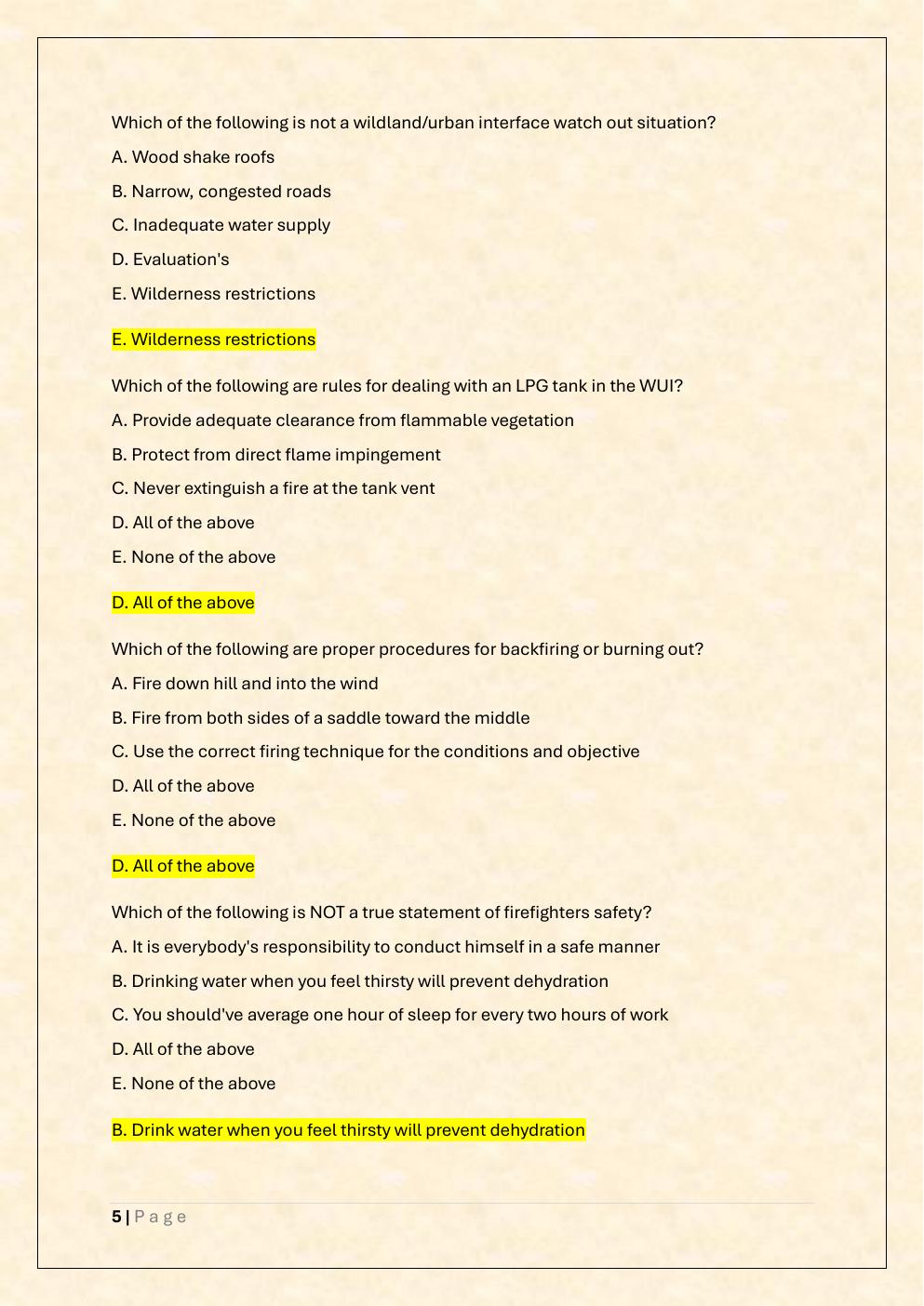 Preview page 5 of Windland Firefighter 1C (FF1C) Exam / Windland  FF1 Exam Prep