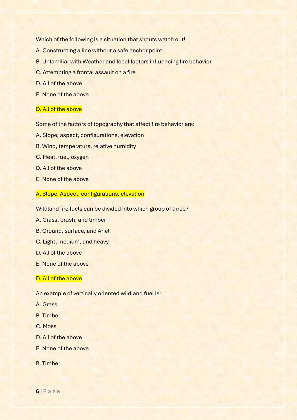 Preview page 6 of Windland Firefighter 1C (FF1C) Exam / Windland  FF1 Exam Prep
