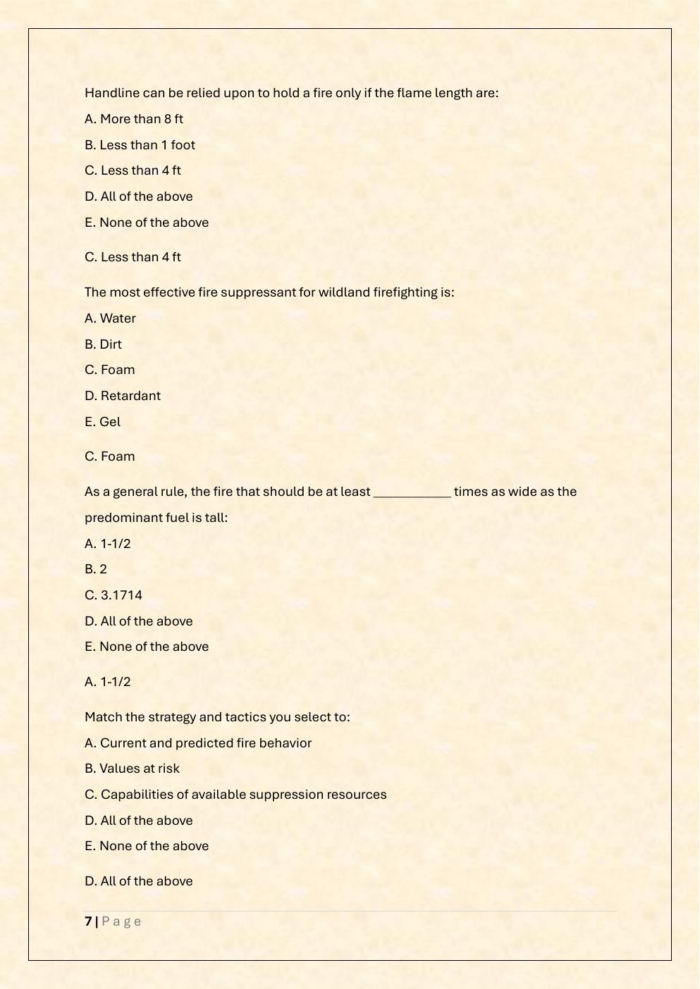 Preview page 7 of Windland Firefighter 1C (FF1C) Exam / Windland  FF1 Exam Prep