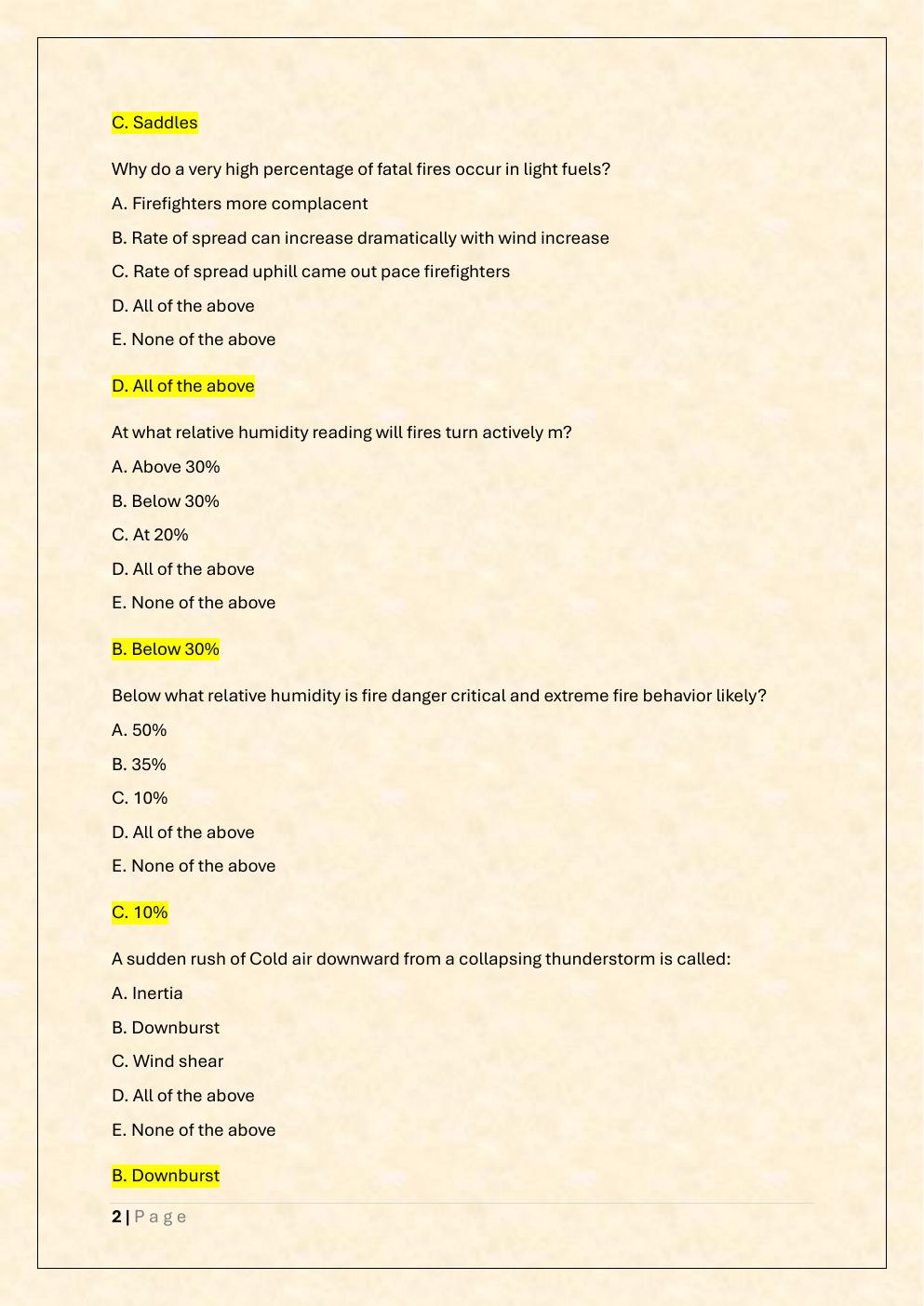 Preview page 2 of FF1C Windland Exam /Firefighter 1c Windland  Exam Prep
