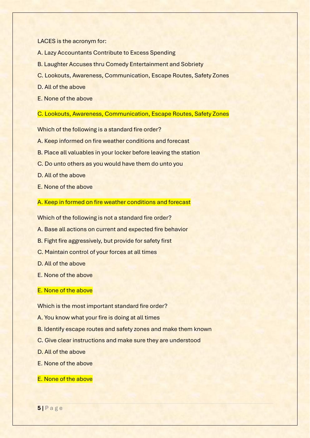 Preview page 5 of FF1C Windland Exam /Firefighter 1c Windland  Exam Prep