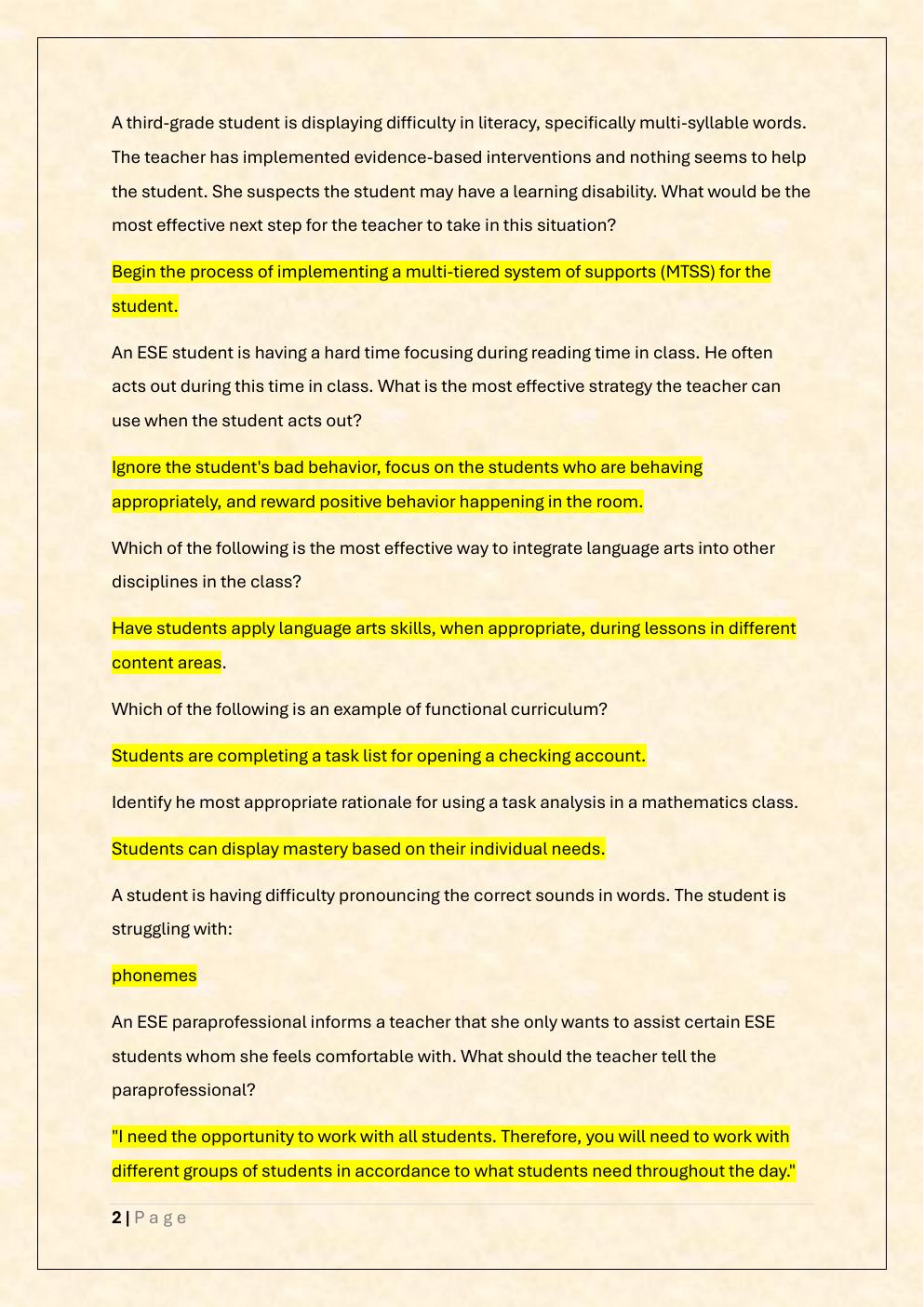 Preview page 2 of FTCE NAVA ED real Exam/FTCE ESE NAVA ED  Exam Prep