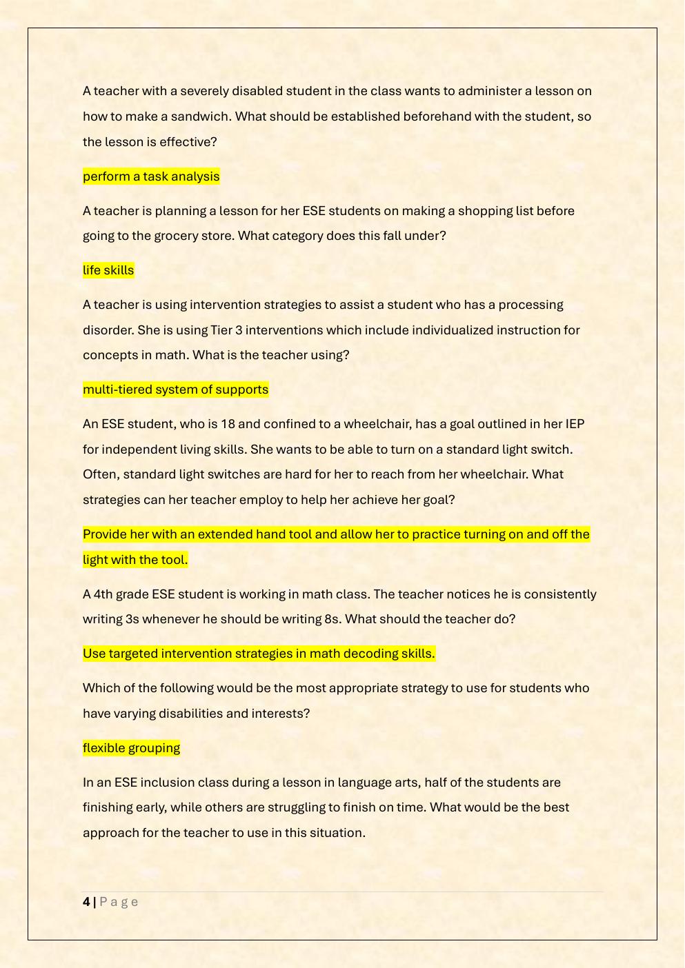 Preview page 4 of FTCE NAVA ED real Exam/FTCE ESE NAVA ED  Exam Prep
