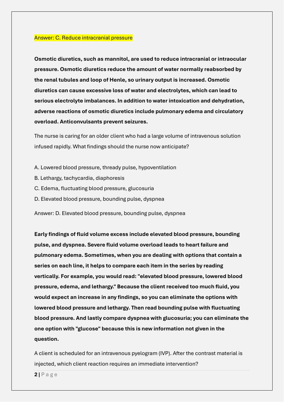 Preview page 2 of Rex PN Exam /Rex PN Canadian test bank Prep