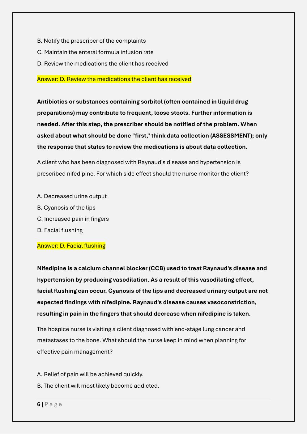 Preview page 6 of Rex PN Exam /Rex PN Canadian test bank Prep
