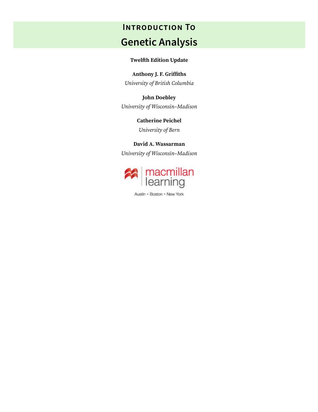 Preview page 3 of Introduction to Genetic Analysis (Digital Update) 12th Edition By Anthony Griffiths, John Doebley, Catherine Peichel, Da