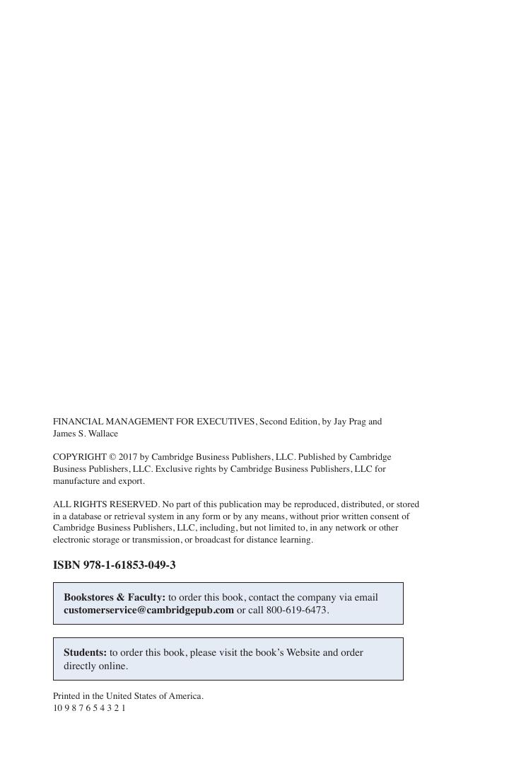 Preview page 3 of Financial Management for Executives 2nd Edition By Jay Prag, James Wallace