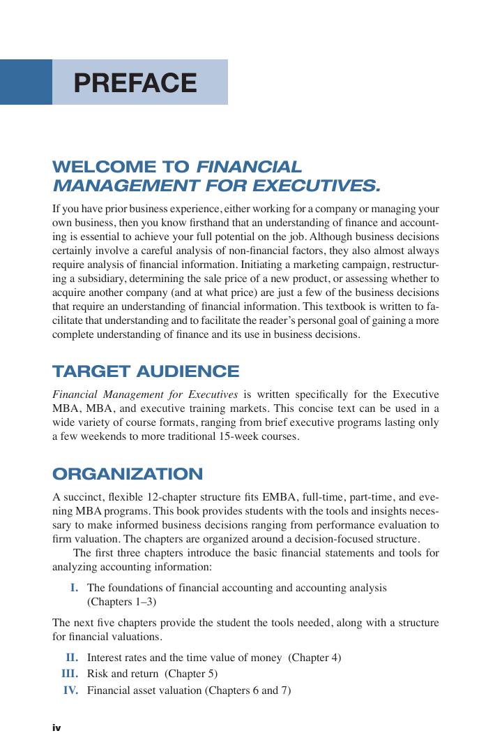 Preview page 5 of Financial Management for Executives 2nd Edition By Jay Prag, James Wallace