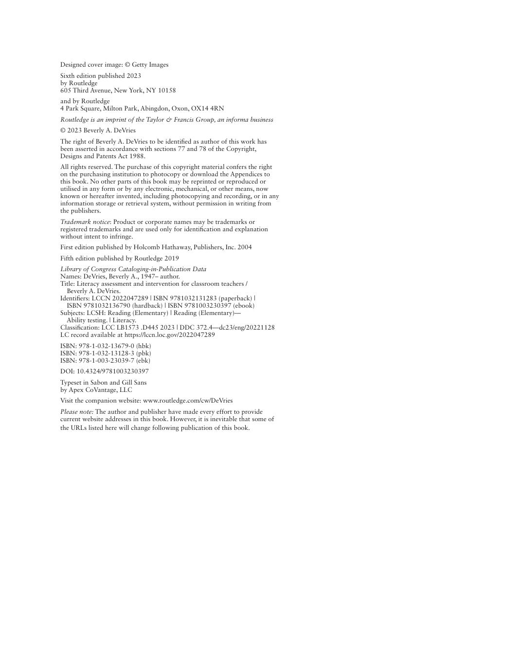 Preview page 5 of Literacy Assessment and Intervention for Classroom Teachers 6th Edition By Beverly DeVries
