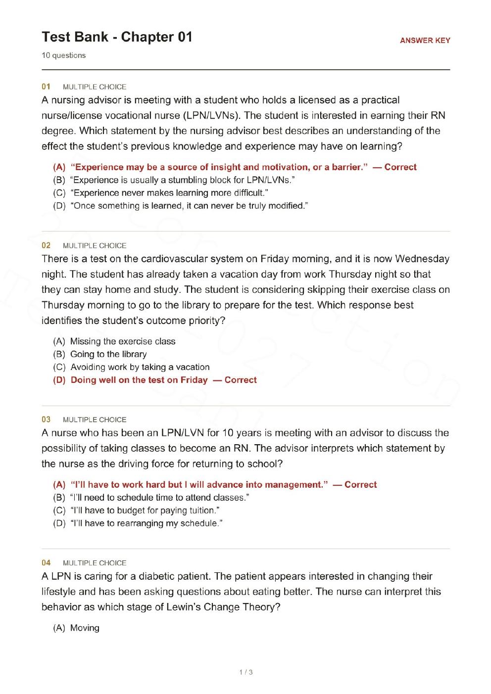 Preview page 4 of LPN to RN Transitions 6th Edition By Lora Claywell | Test Bank