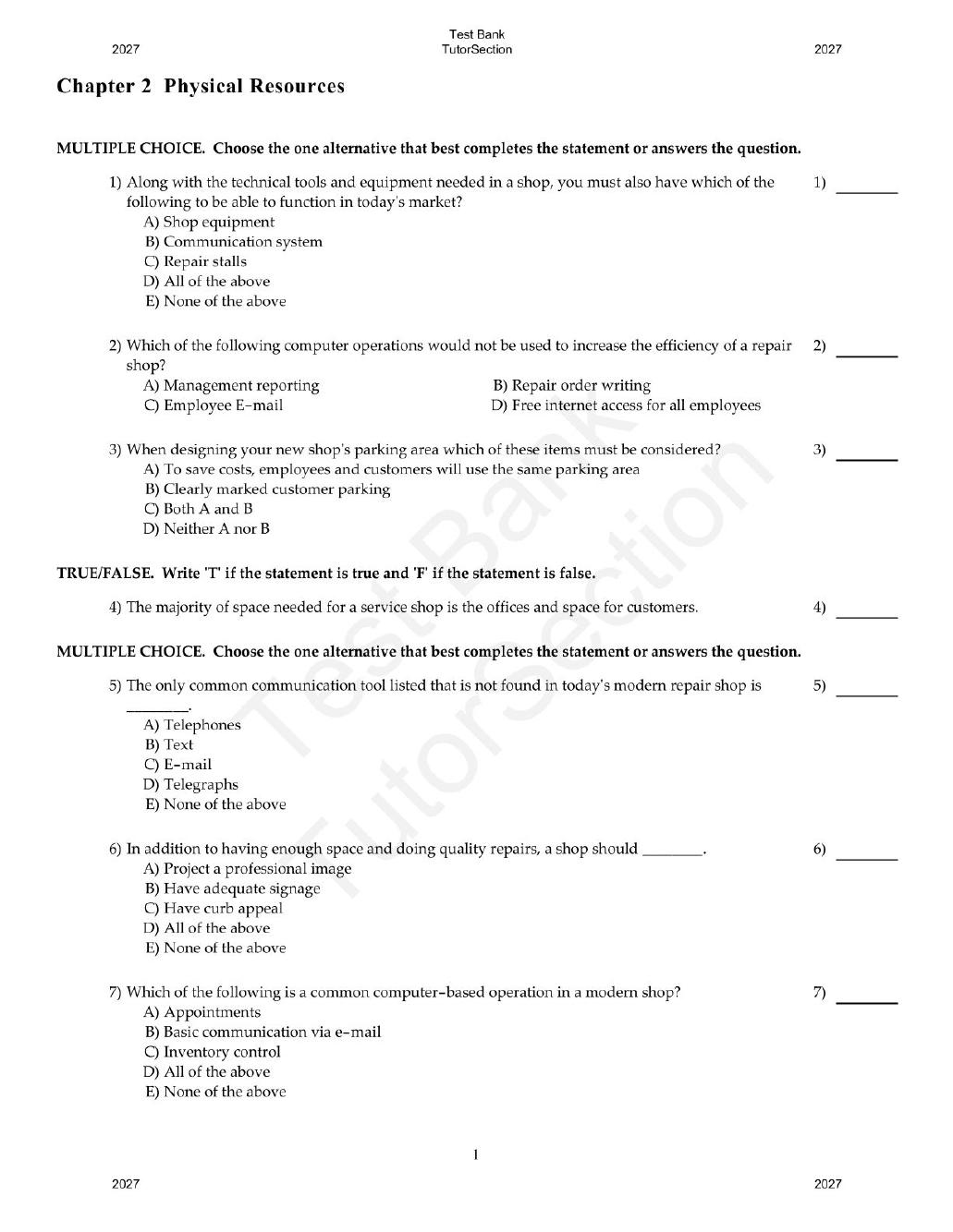 Preview page 5 of Automotive Service Management 3rd Edition By Andrew Rezin | Test Bank
