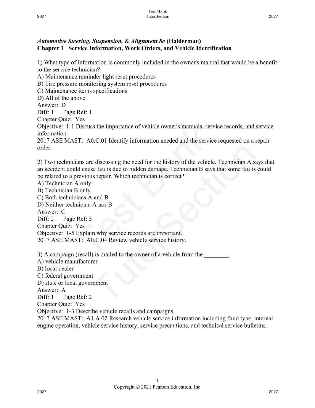 Preview page 2 of Automotive Steering, Suspension & Alignment 8th Edition By  James Halderman