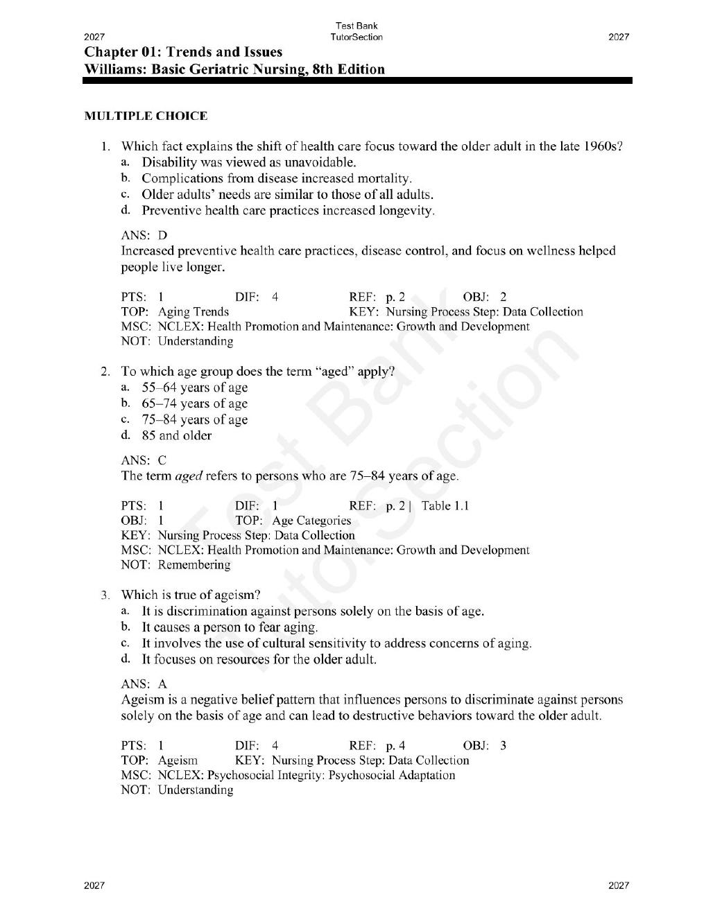 Preview page 2 of Basic Geriatric Nursing 8th Edition By Patricia Williams