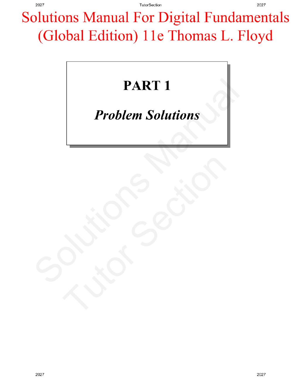 Preview page 2 of Digital Fundamentals (Global Edition) 11th Edition By Thomas L. Floyd | Solutions Manual