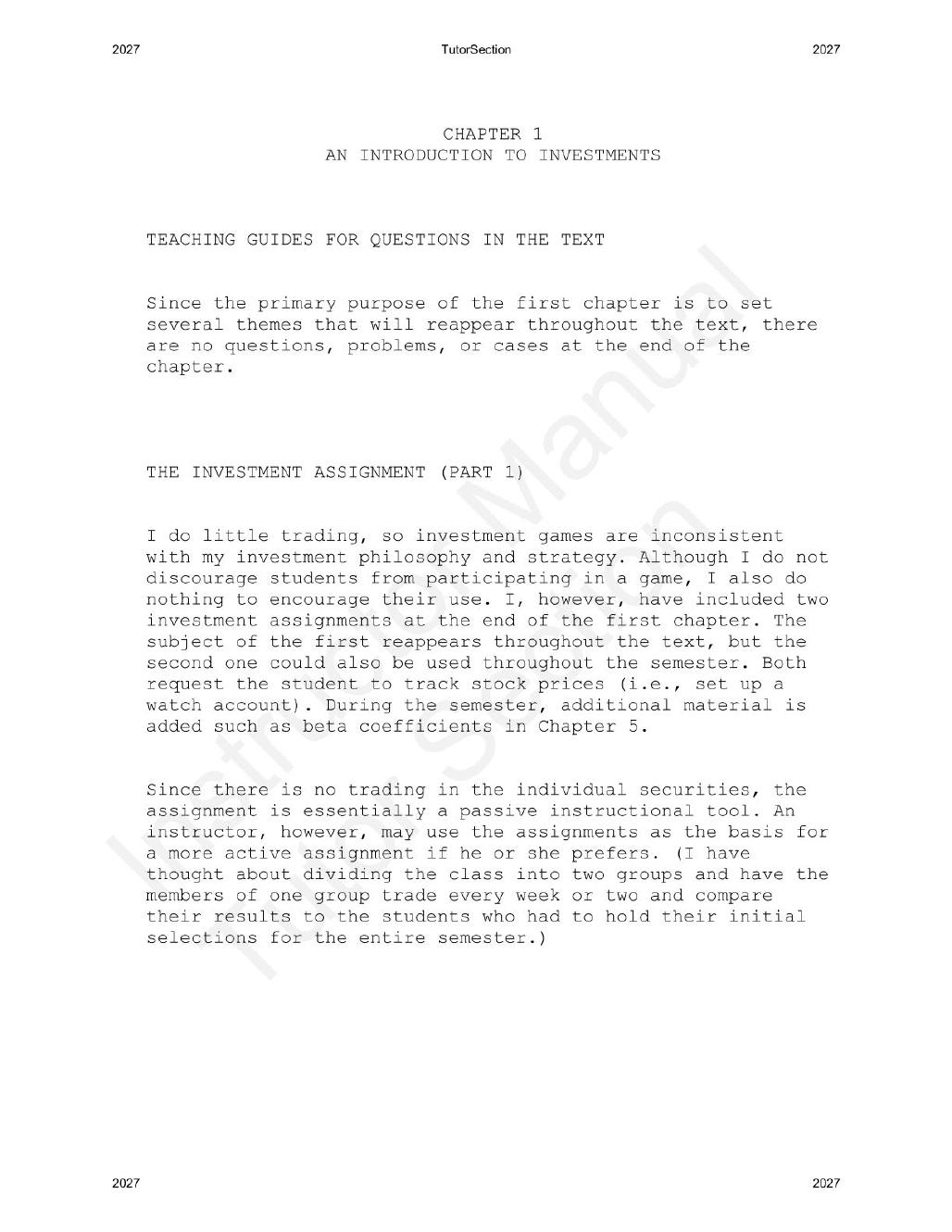 Preview page 2 of Investments An Introduction, 13th Edition By Herbert Mayo | Instructor Manual