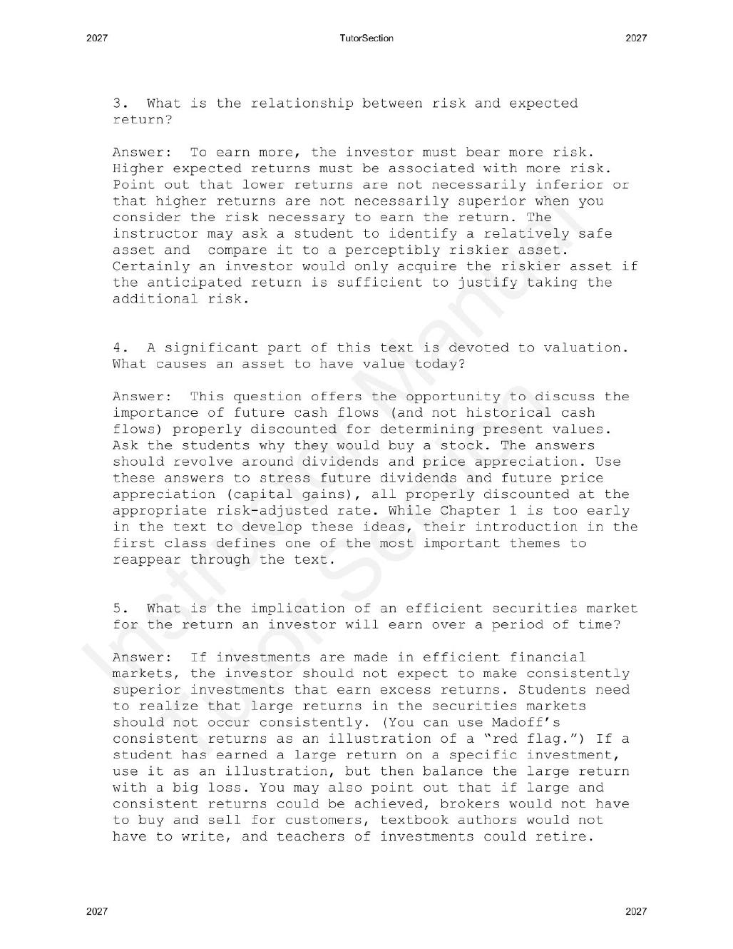 Preview page 5 of Investments An Introduction, 13th Edition By Herbert Mayo | Instructor Manual
