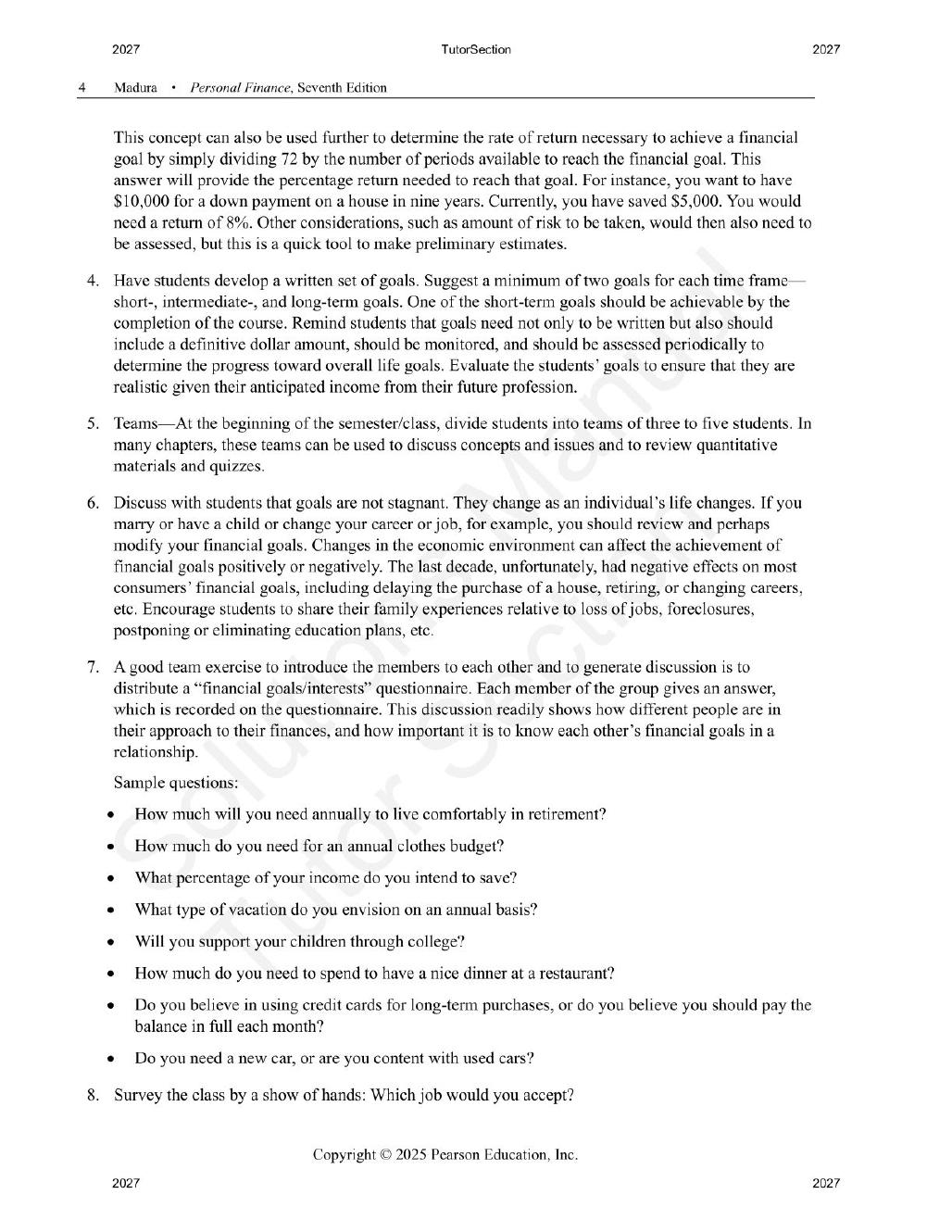 Preview page 5 of Personal Finance 8th Edition By Jeff Madura | Solutions Manual