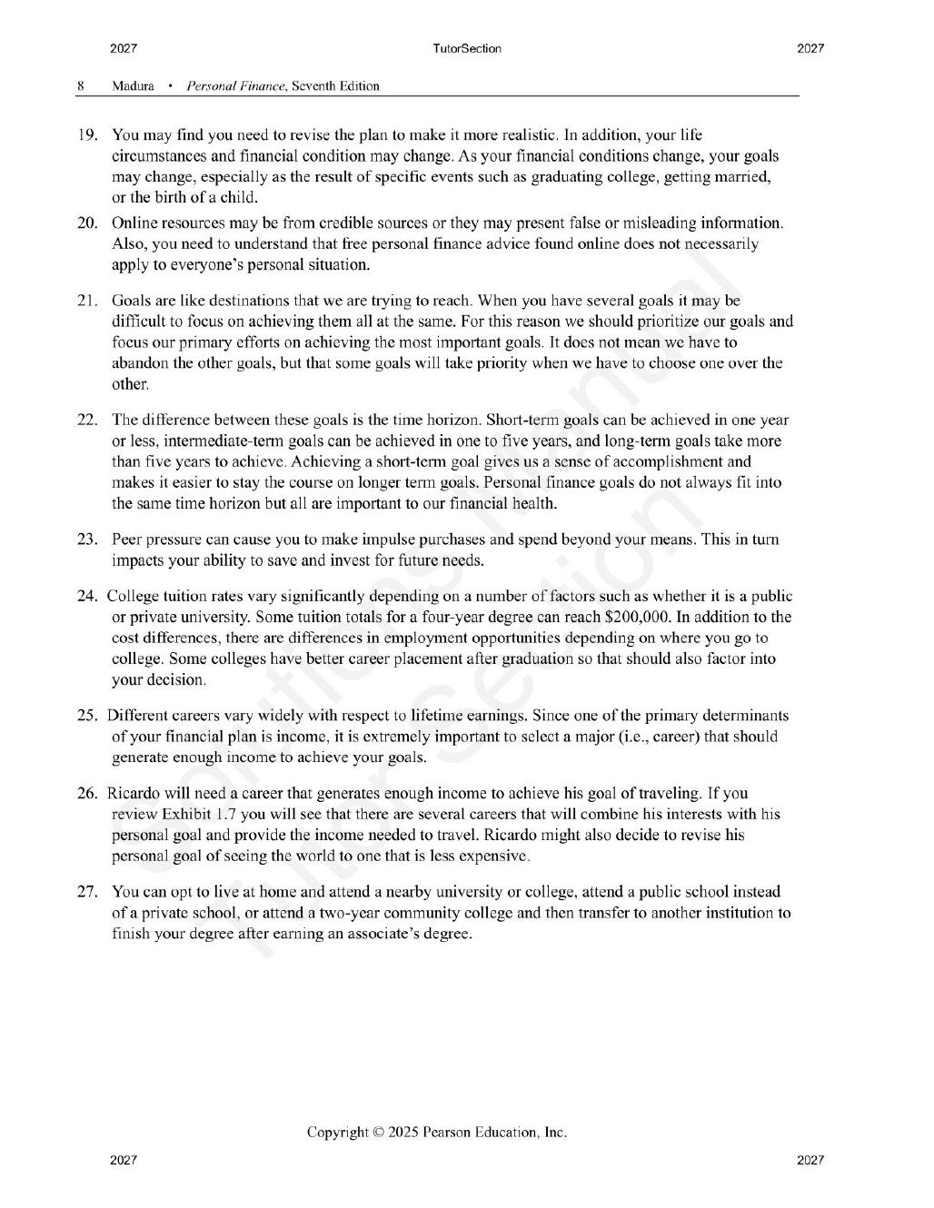Preview page 9 of Personal Finance 8th Edition By Jeff Madura | Solutions Manual