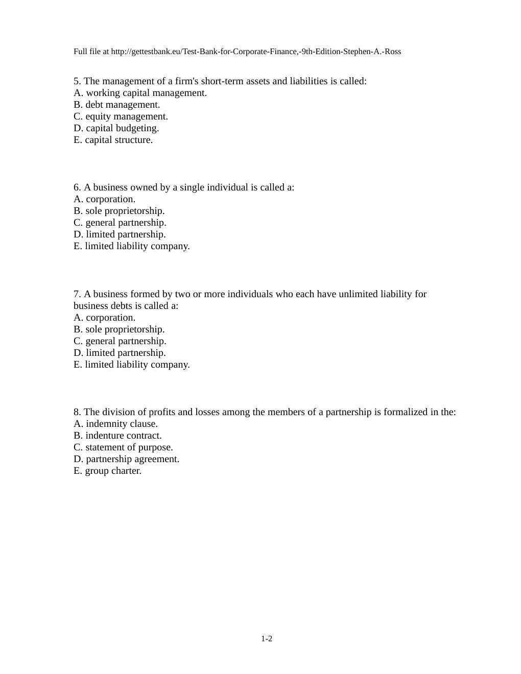 Preview page 2 of Chapter 01 Introduction to Corporate Finance