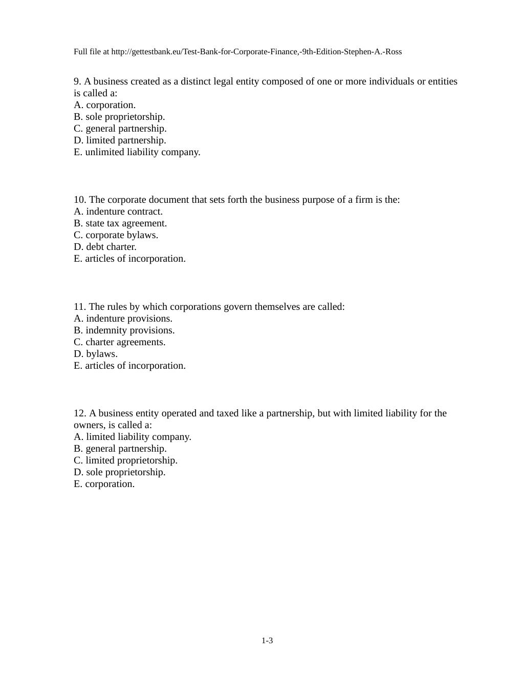 Preview page 3 of Chapter 01 Introduction to Corporate Finance