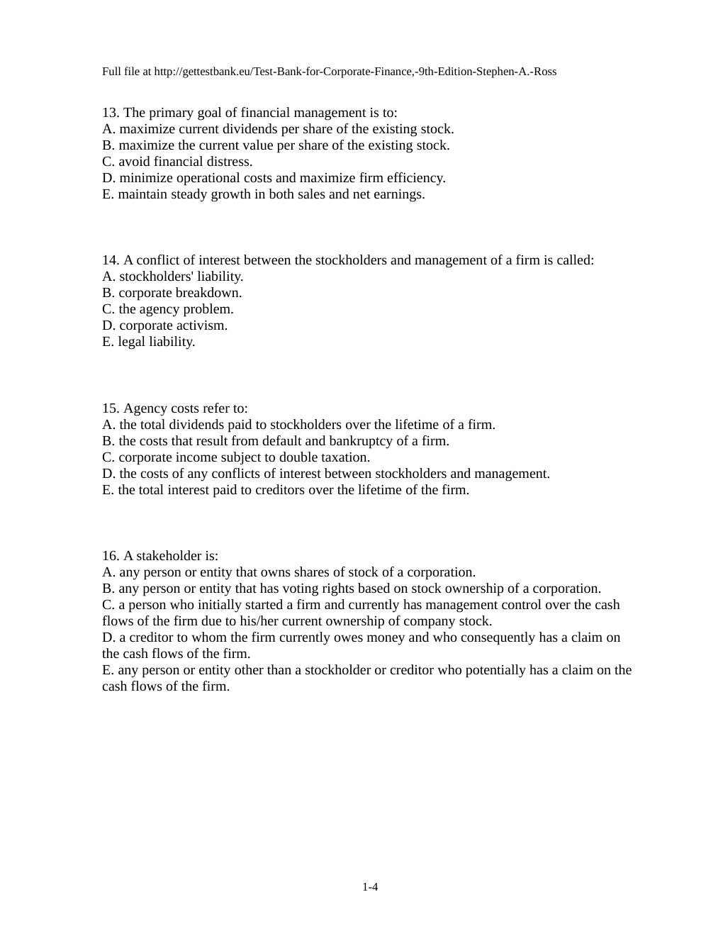 Preview page 4 of Chapter 01 Introduction to Corporate Finance