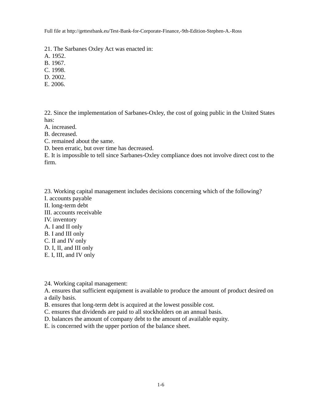 Preview page 6 of Chapter 01 Introduction to Corporate Finance