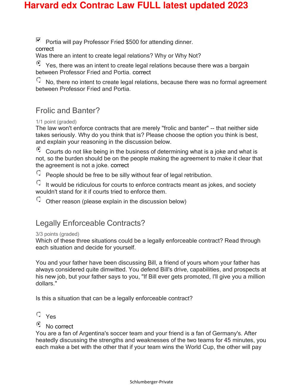 Preview page 4 of Harvard edx Contrac Law FULL latest updated 2023