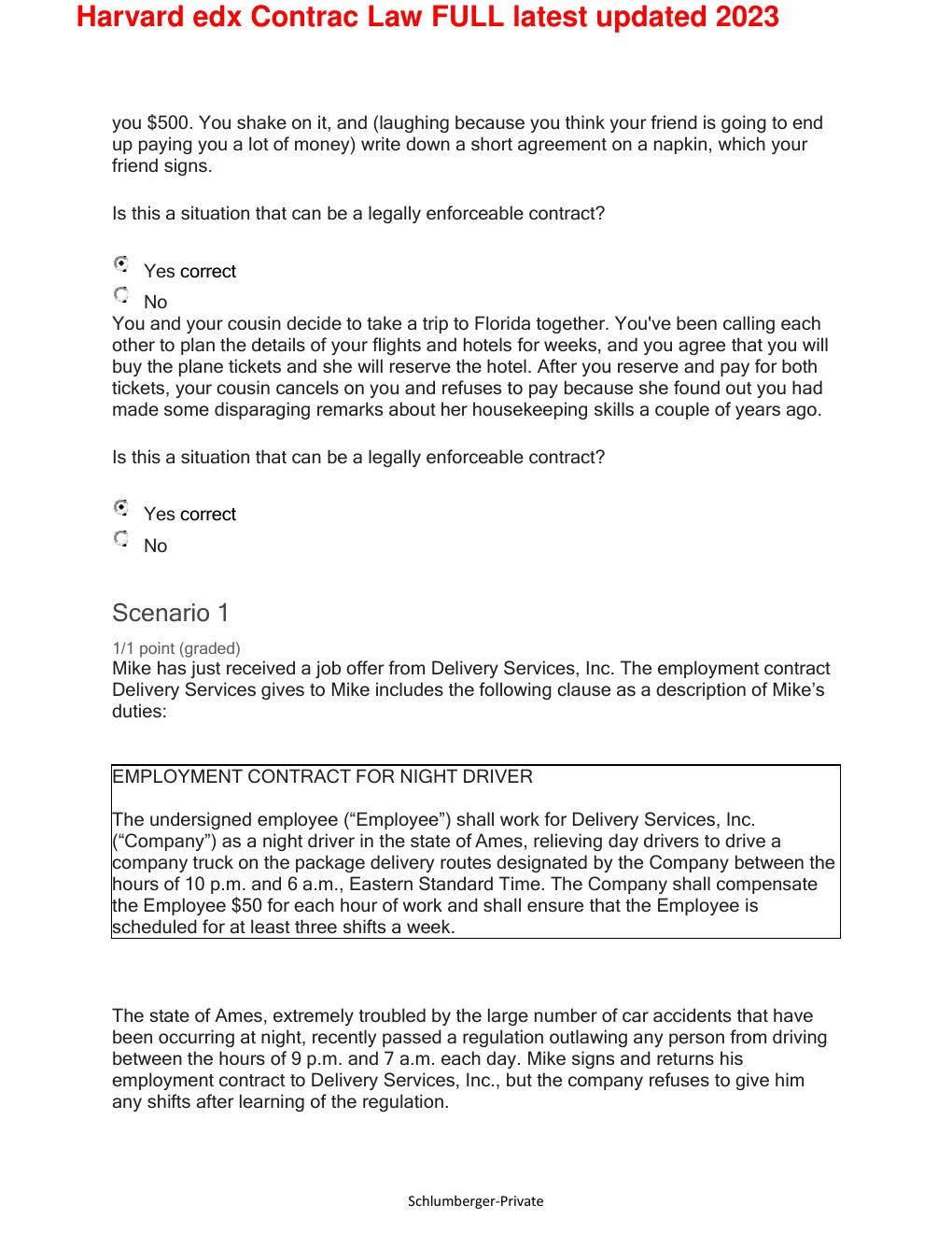 Preview page 5 of Harvard edx Contrac Law FULL latest updated 2023